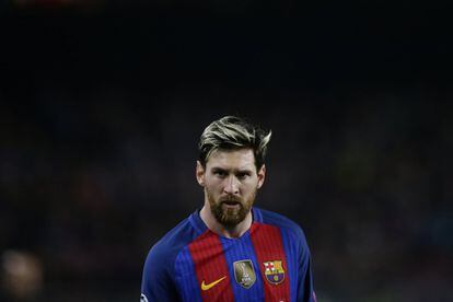 Lionel Messi durante el partido contra en Bayern de minich.