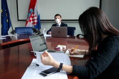 Zdravko Marić, ministro de Finanzas de Croacia, este lunes en Zagreb.