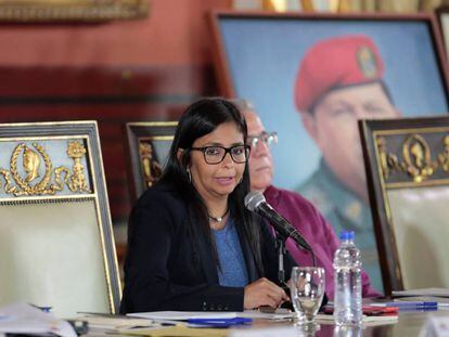 La presidenta de la Asamblea Constituyente, Delcy Rodriguez, este sábado en Caracas.