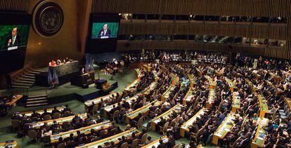 Reunión de Naciones Unidas para la firma del Acuerdo de París.