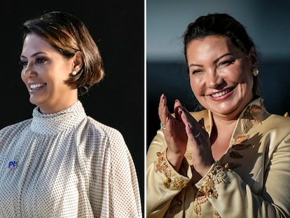  Michelle Bolsonaro y  Rosângela da Silva durante actos públicos en Brasil 