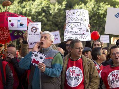 Protesta a València de treballadors de Canal 9, el 2013.