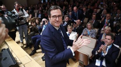 El presidente de CEOE, Antonio Garamendi, tras su victoria en las últimas elecciones de la patronal.