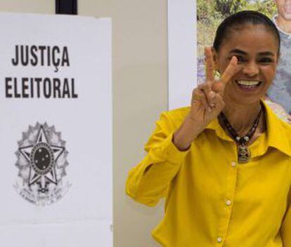 Marina Silva tras acudir a votar.