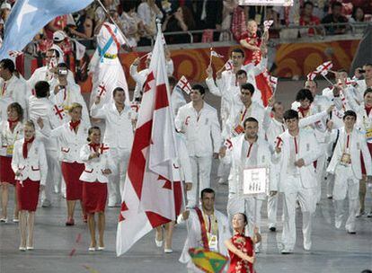 La delegación de Georgia, compuesta por 35 deportistas, en la inauguración de los Juegos Olímpicos de Pekín.