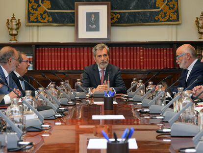 El presidente del Poder Judicial, Carlos Lesmes, presidía el día 8 el pleno extraordinario de la institución.