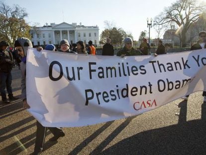 Celebración por las medidas de Obama, el pasado jueves ante la Casa Blanca.