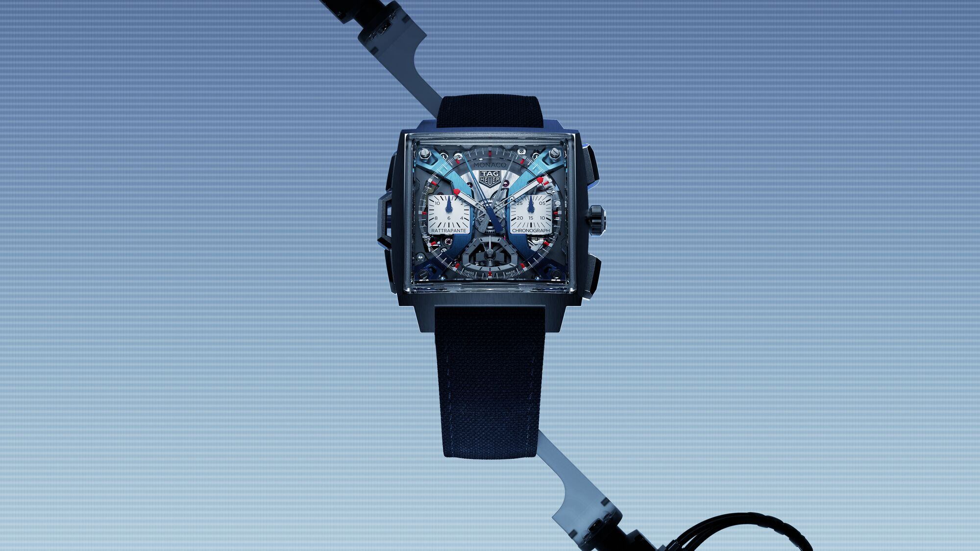 La versión en azul del nuevo Monaco de TAG Heuer, presentado en la feria Watches and Wonders 2024.