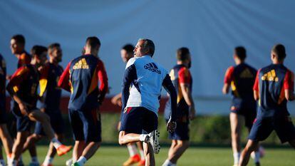 Luis Enrique, en el entrenamiento de la selección española.