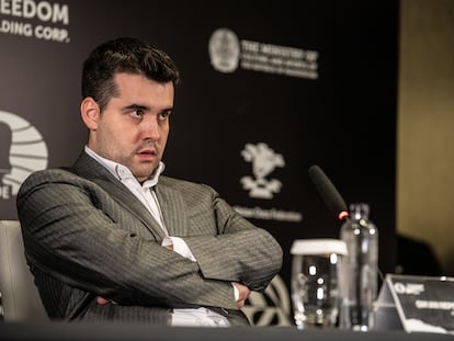 Niepómniashi, este domingo, durante la conferencia de prensa tras su derrota en la 6ª partida del Mundial