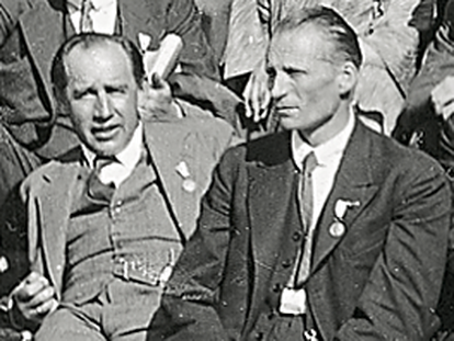 L.E.J. Brouwer (a la derecha) y Harald Bohr (a la izquierda) durante el Congreso Internacional de Matemáticos celebrado en Zúrich en 1932