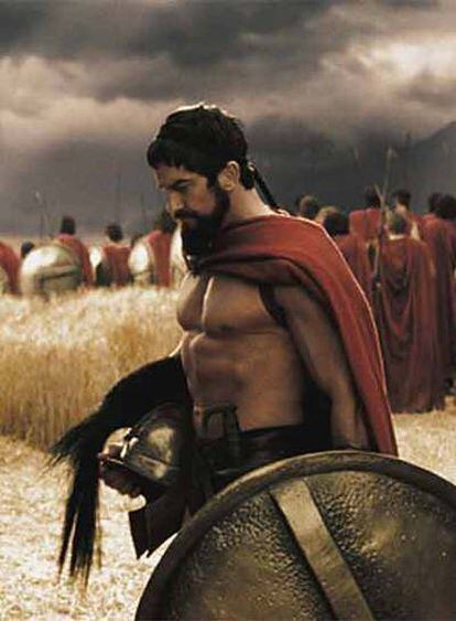 Gerard Butler, Leónidas en la película <i>300,</i> de Zack Snyder.