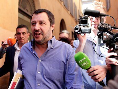 El líder de La Liga, Matteo Salvini, ayer a su llegada al parlamento.