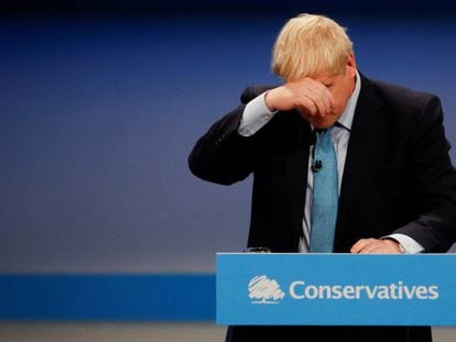En vídeo, el primer ministro del Reino Unido, Boris Johnson, el miércoles en el congreso del Partido Conservador celebrado en Mánchester.
