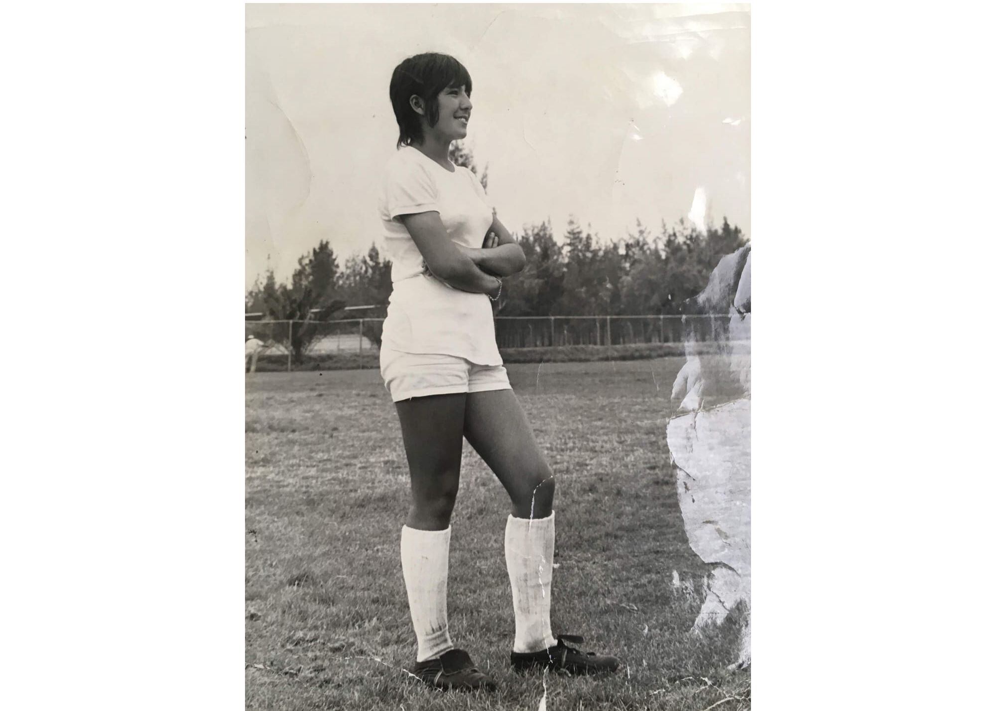 Lourdes Constantino, jugadora de futbol en el Mundial femenino de 1971.