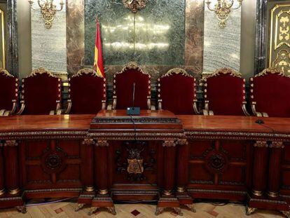 Vista de la presidencia de la Sala Penal del Tribunal Supremo en la que tendrá lugar el juicio del 'procés'.