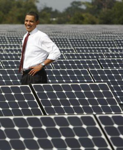 El presidente de EE UU, Barack Obama, en una planta solar de Arcadia (Florida).