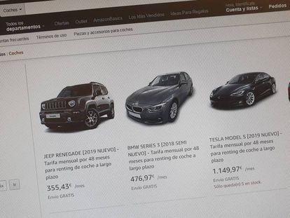Web del nuevo servicio de alquiler de coches de Amazon.