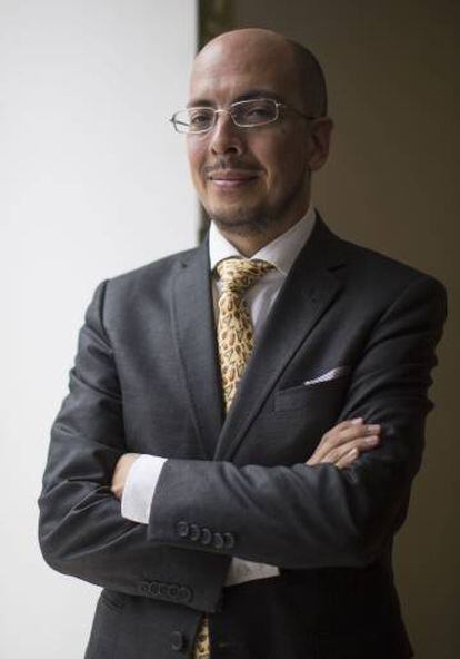 El escritor Jorge Volpi, en Coyoacán, Ciudad de México, en abril.