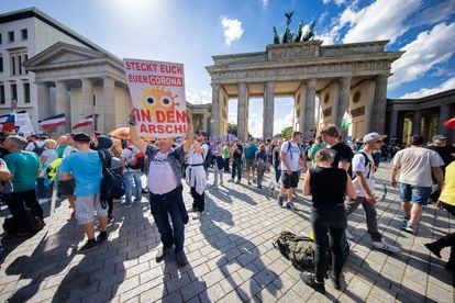 Manifestación contra las restricciones por la pandemia, el sábado pasado en Berlín.