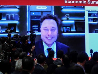Elon Musk, director general de Tesla, durante el China Development Forum celebrado el 20 de marzo en Pekín.