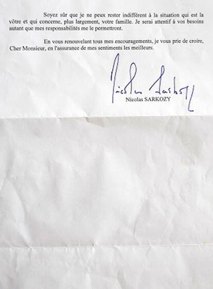 Carta con la que respondió el presidente francés al joven.