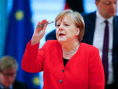 La canciller alemana, Angela Merkel, durante la reunión semanal del Gobierno este miércoles.