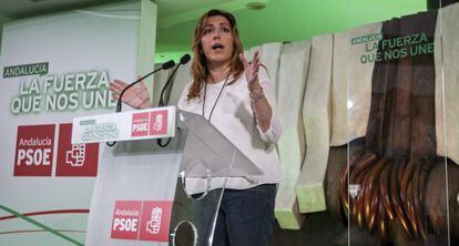 Susana D&iacute;az, este s&aacute;bado en el acto del PSOE en Sevilla. 