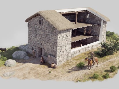 Reconstrucción del torreón de Ulaca, donde se muestra su interior.