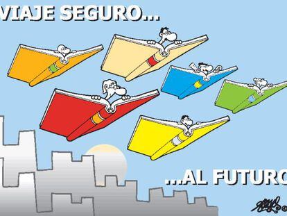 Ilustraci&oacute;n de Forges sobre libros.