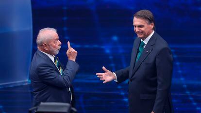 Luiz Inácio Lula da Silva y Jair Bolsonaro, en un debate televisado.