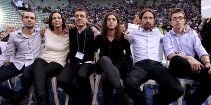 Los portavoces de Podemos Luis ALegre, Carolina Bescansa, Juan Carlos Monedero, Tania Gonz&aacute;lez, Pablo Iglesias e &Iacute;&ntilde;igo Errej&oacute;n. 