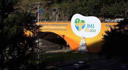 Mural de bienvenida a la JMJ en Río de Janeiro.