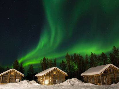 Aurora boreal en los cielo de Laponia (Finlandia).
