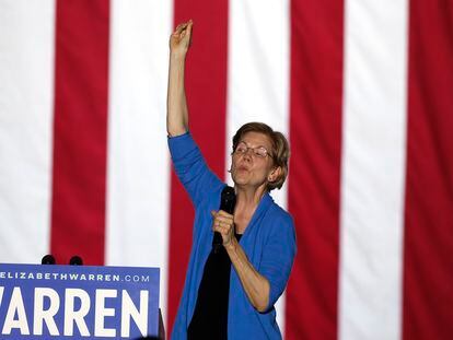 La precandidata demócrata Elizabeth Warren, este martes en Detroit.
