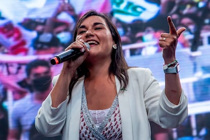 La futura ministra de Interior y Seguridad Pública, Izkia Siches, durante un evento de campaña en diciembre pasado.