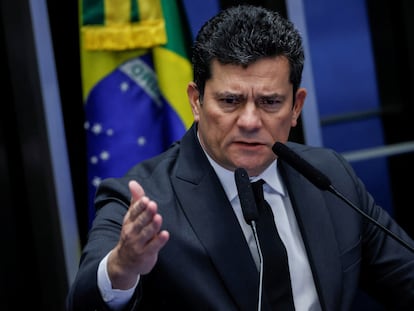 El senador brasileño Sérgio Moro, durante una sesión en el Senado, en Brasilia, este miércoles.