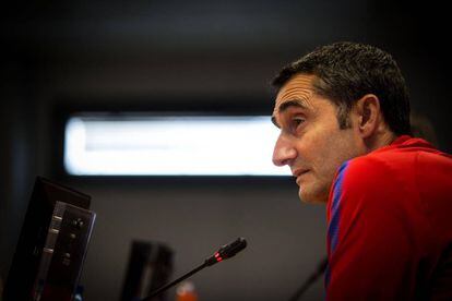 Ernesto Valverde, en rueda de prensa. 