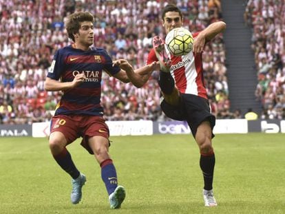 Sergi Roberto y Merino, el domingo en San Mam&eacute;s.