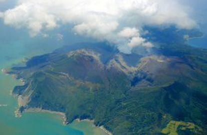 La isla de la erupción.