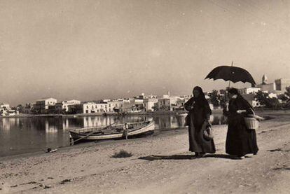 La playa de San Antonio Abad, en Ibiza, en los años cincuenta.