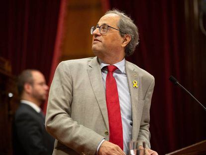 El presidente catalán Quim Torra, durante el pleno del Parlament