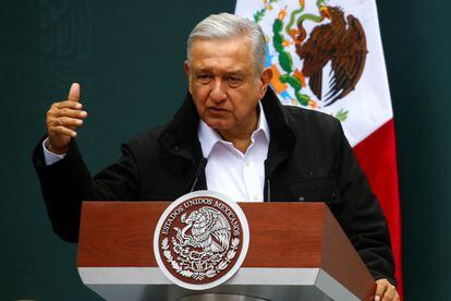López Obrador, durante un acto en Palacio Nacional.