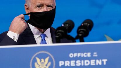 Joe Biden, durante la conferencia de prensa tras la votación del Colegio Electoral.