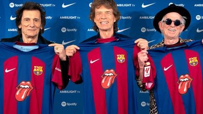 The Rolling Stones presentan este jueves la camiseta de edición limitada del FC Barcelona.