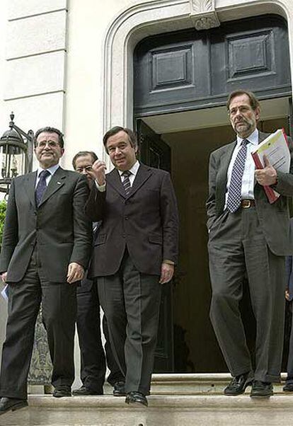 Romano Prodi, Antonio Guterres y Javier Solana, en la Cumbre de la UE de Lisboa del año 2000.