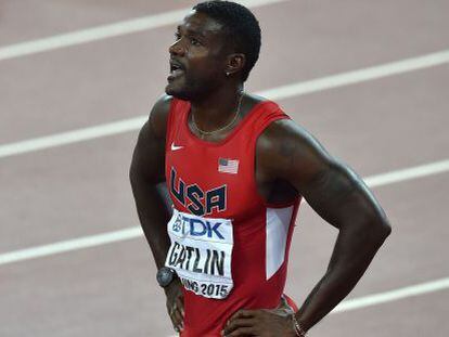 Justin Gatlin, tras la carrera.