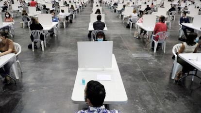 Oposiciones celebradas en Valencia, en septiembre de 2020.