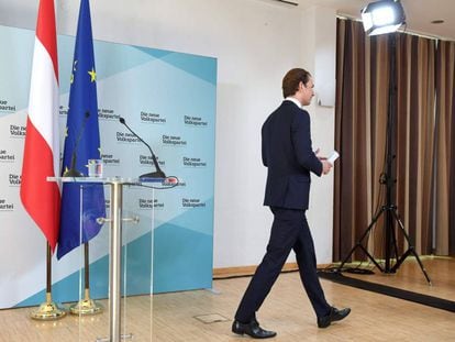 El canciller austríaco, Sebastian Kurz,  tras anunciar la ruptura de la coalición de Gobierno con la extrema derecha.