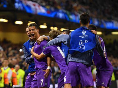 Cristiano celebra su segundo gol a la Juve.